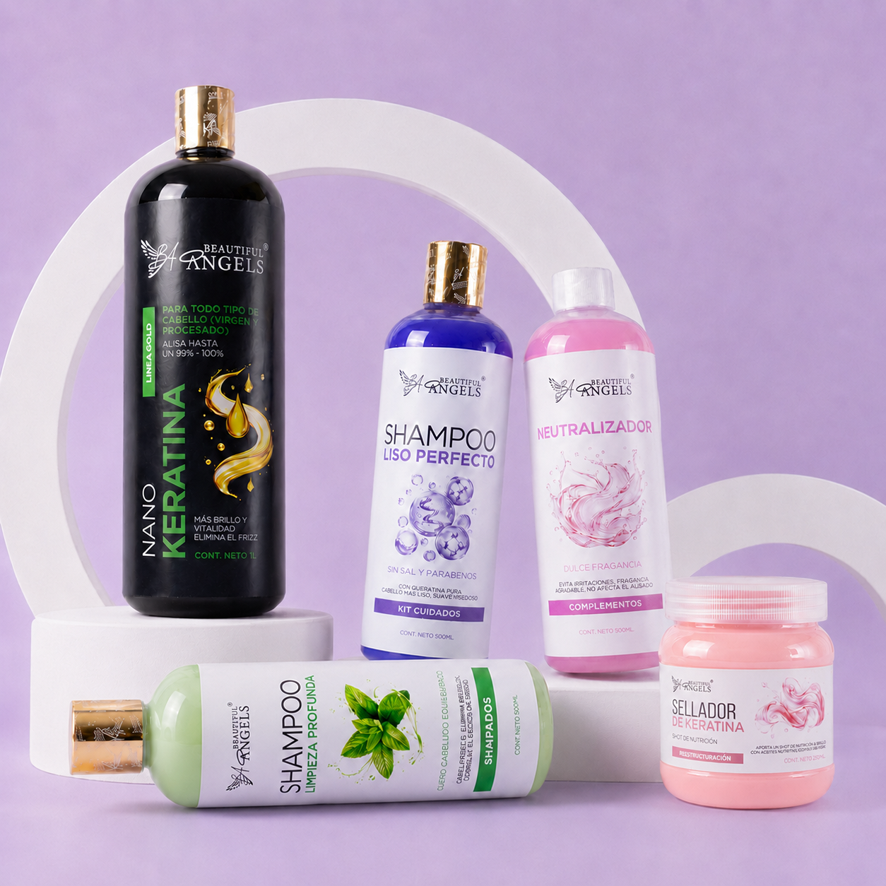 Kit Nanokeratina Gold 1L + Shampoo Limpieza Profunda 500ML + Shampoo Liso Perfecto 500ML + Neutralizador 500ML  + Sellador de Keratina 250ML