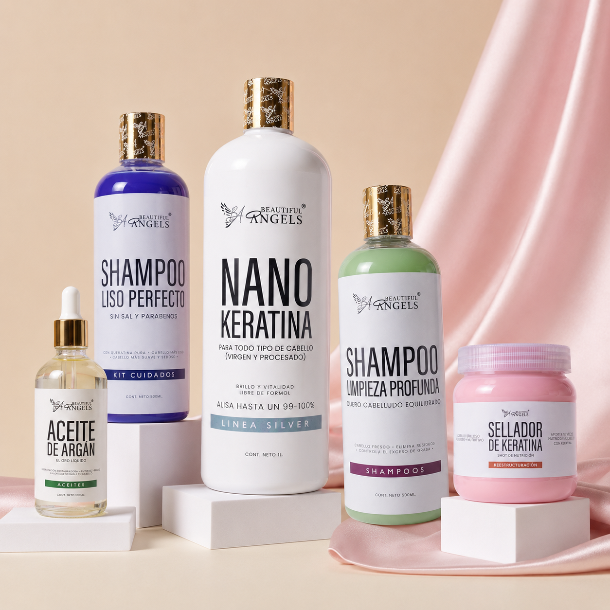 Kit Nanokeratina + Shampoo Limpieza Profunda+ Shampoo Liso Perfecto + Sellador + Aceite de Argan