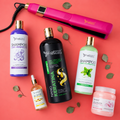 Kit Nanokeratina Gold 1L + Shampoo Limpieza 500ml + Shampoo Liso 500ml + Sellador de Keratina 250ml + Aceite de Argán 100ml + Plancha Beautiful Angels