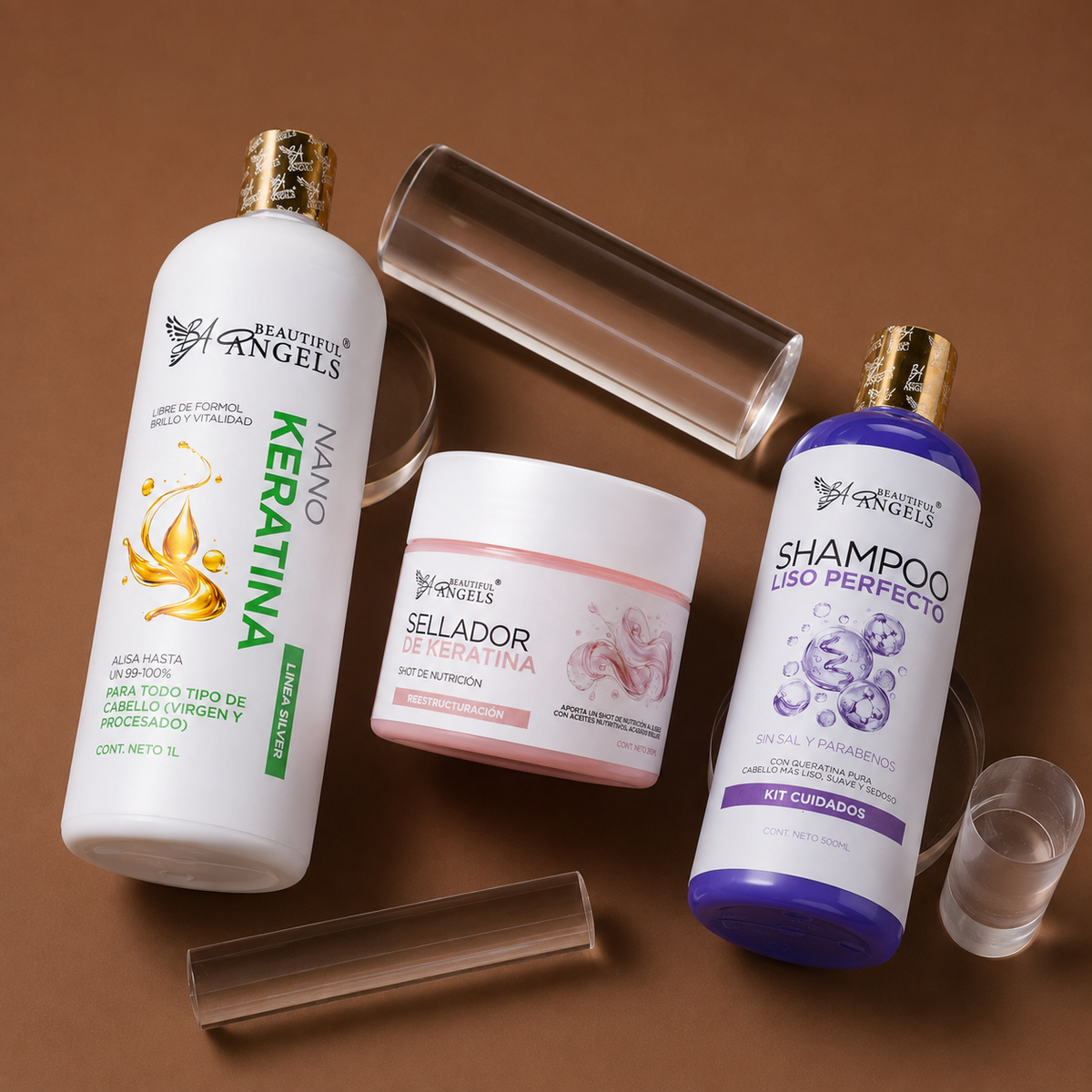KIT NANOKERATINA SILVER 1L + SHAMPOO LISO PERFECTO 500ML + SELLADOR DE KERATINA 250ML