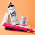 Kit Profesional de Alisado Nanokeratina Gold + Sellador de Keratina + Plancha Profesional de Nanotitanio