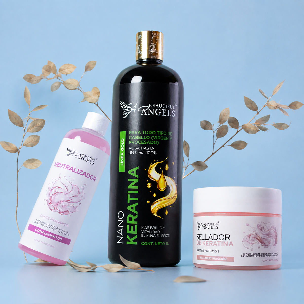 Kit Nanokeratina Gold 1L + Neutralizador 500ML + Sellador de Keratina 250ML