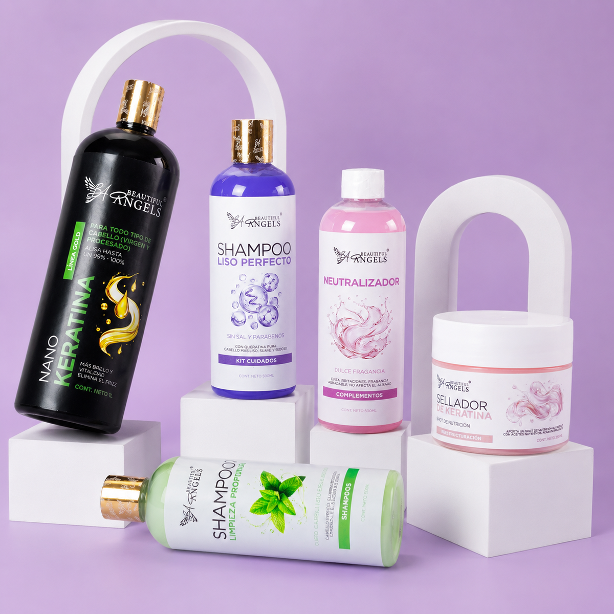 Kit Nanokeratina Gold 1L + Shampoo Limpieza Profunda 500ML + Shampoo Liso Perfecto 500ML + Neutralizador 500ML  + Sellador de Keratina 250ML