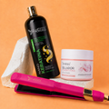 Kit  Nanokeratina Gold 1L+ Sellador de Keratina 250ml + Plancha Profesional Beautiful Angels