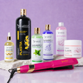 Kit Nanoplastia Gold 1L + Shampoo Limpieza Profunda 500ML + Shampoo Liso Perfecto 500ML + Neutralizador 500ML+ Sellador de Keratina 250ML + Aceite de Argán 100ML + Plancha Profesional Beautiful Angels