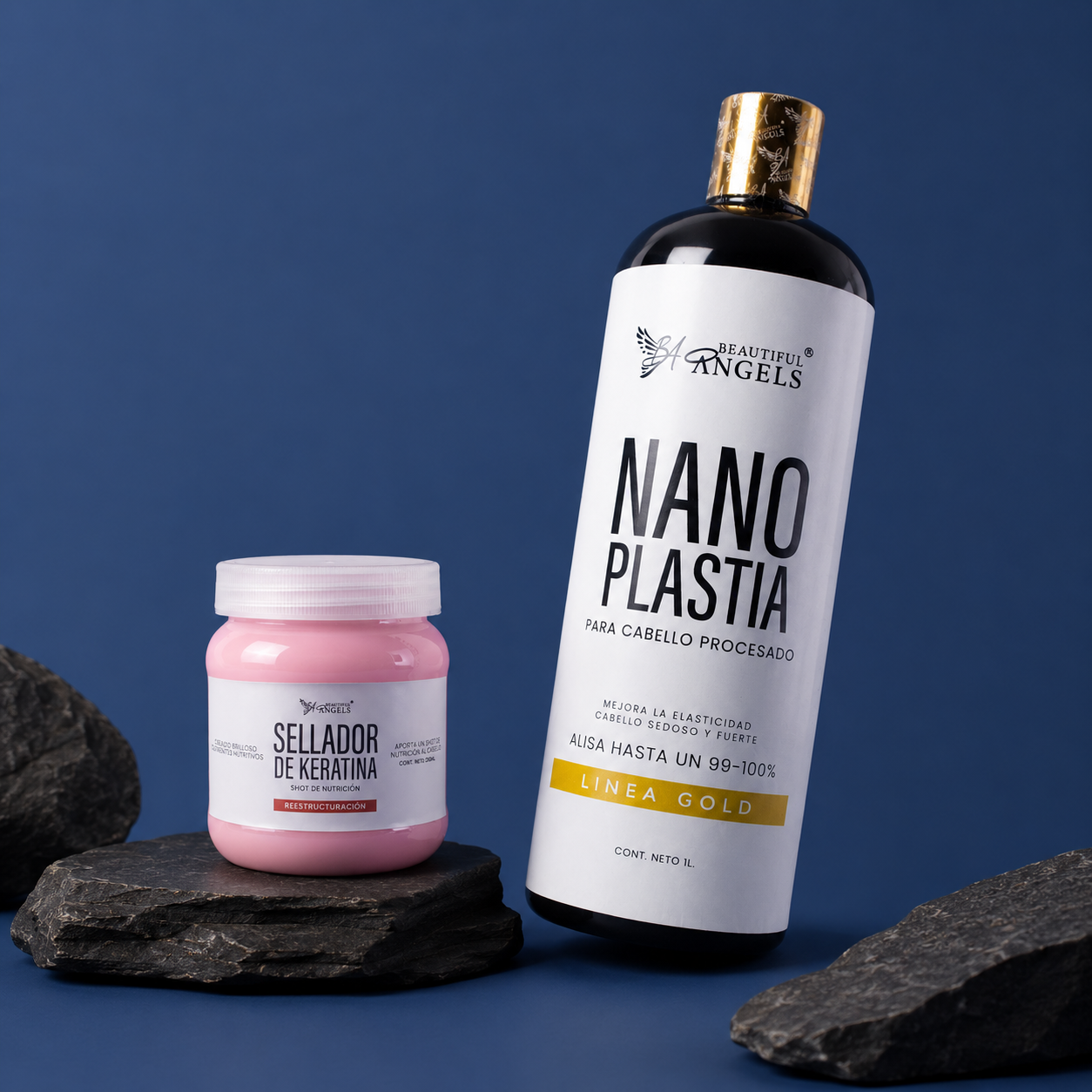 Nanoplastia Gold + Sellador de Keratina: El cabello procesado también puede verse liso, brillante y controlado desde la primera aplicación