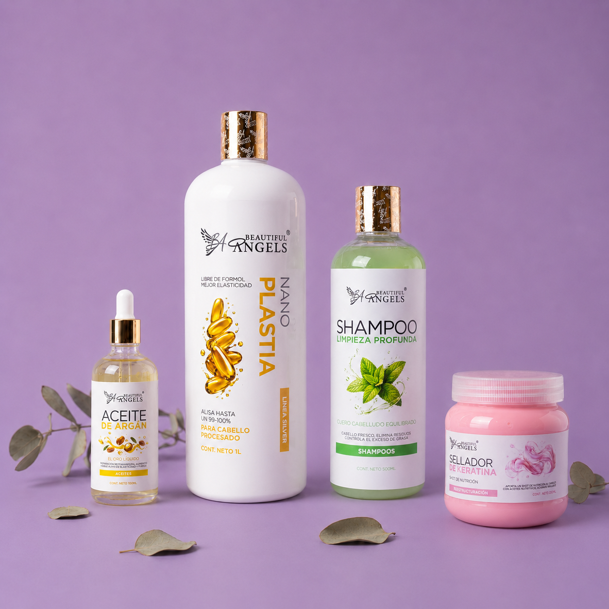 Kit Nanoplastia Silver 1L + Shampoo Limpieza Profunda 500ML + Sellador de Keratina 250ML + Aceite de Argán 100ML