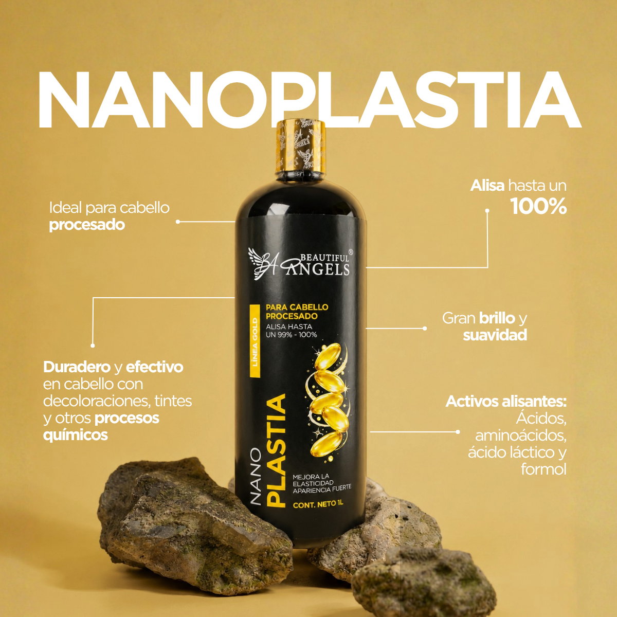 Nanoplastia Gold para Cabello Procesado y Decolorado – Beautiful Angels