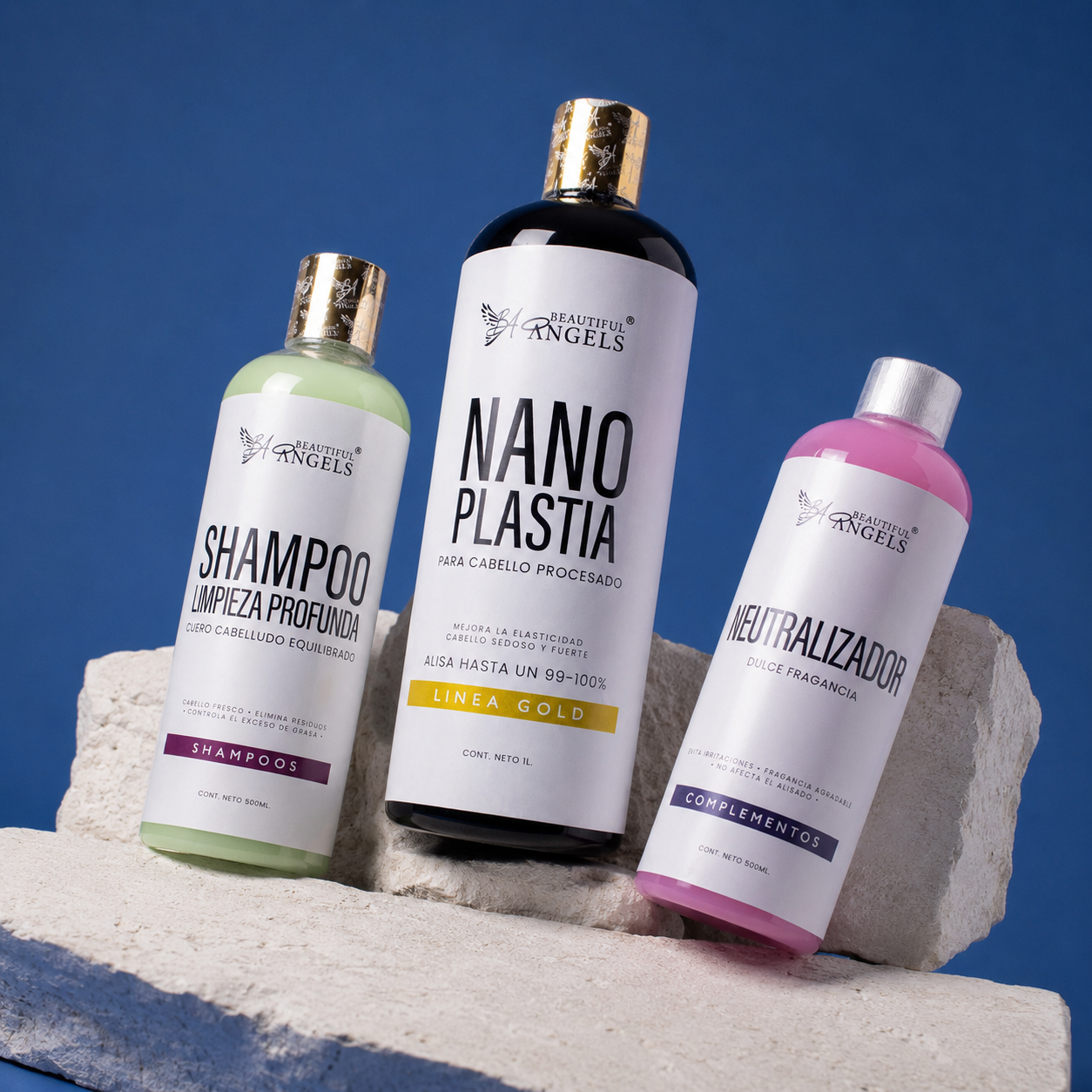 Kit Nanoplastia Gold + Shampoo Limpieza Profunda + Neutralizador: Rescate Total para Cabello Procesado