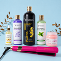 Kit Nanoplastia Gold 1L + Shampoo Limpieza 500ml + Shampoo Liso 500ml + Sellador de Keratina 250ml + Aceite de Argán 100ml + Plancha Beautiful Angels