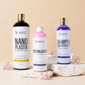 Kit Nanoplastia Gold + Shampoo Liso Perfecto + Neutralizador: Liso brillante, suavidad intensa y cuidado para cabello procesado.
