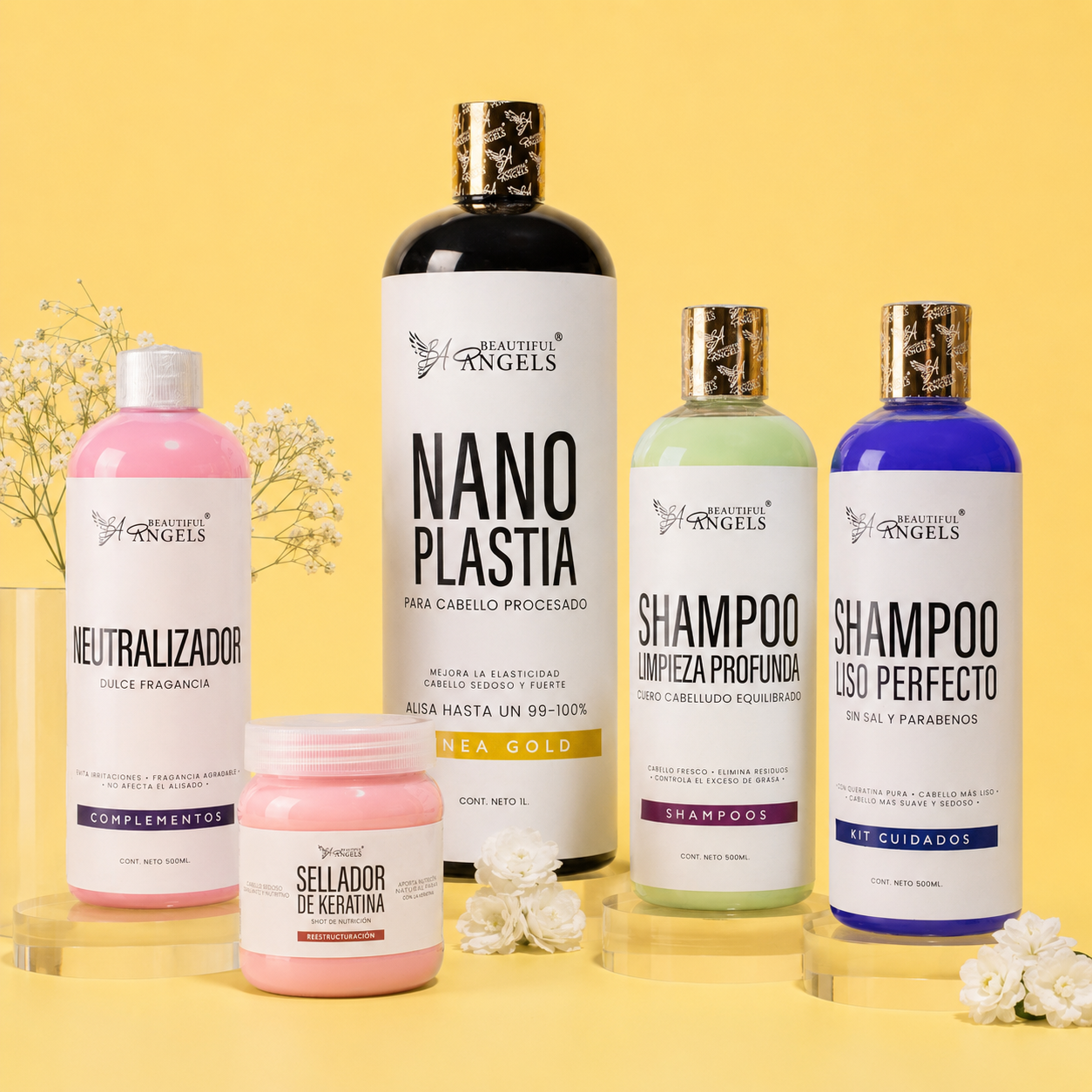 Kit Nanoplastia Gold + Shampoo Limpieza Profunda + Shampoo Liso Perfecto + Neutralizador + Sellador de Keratina