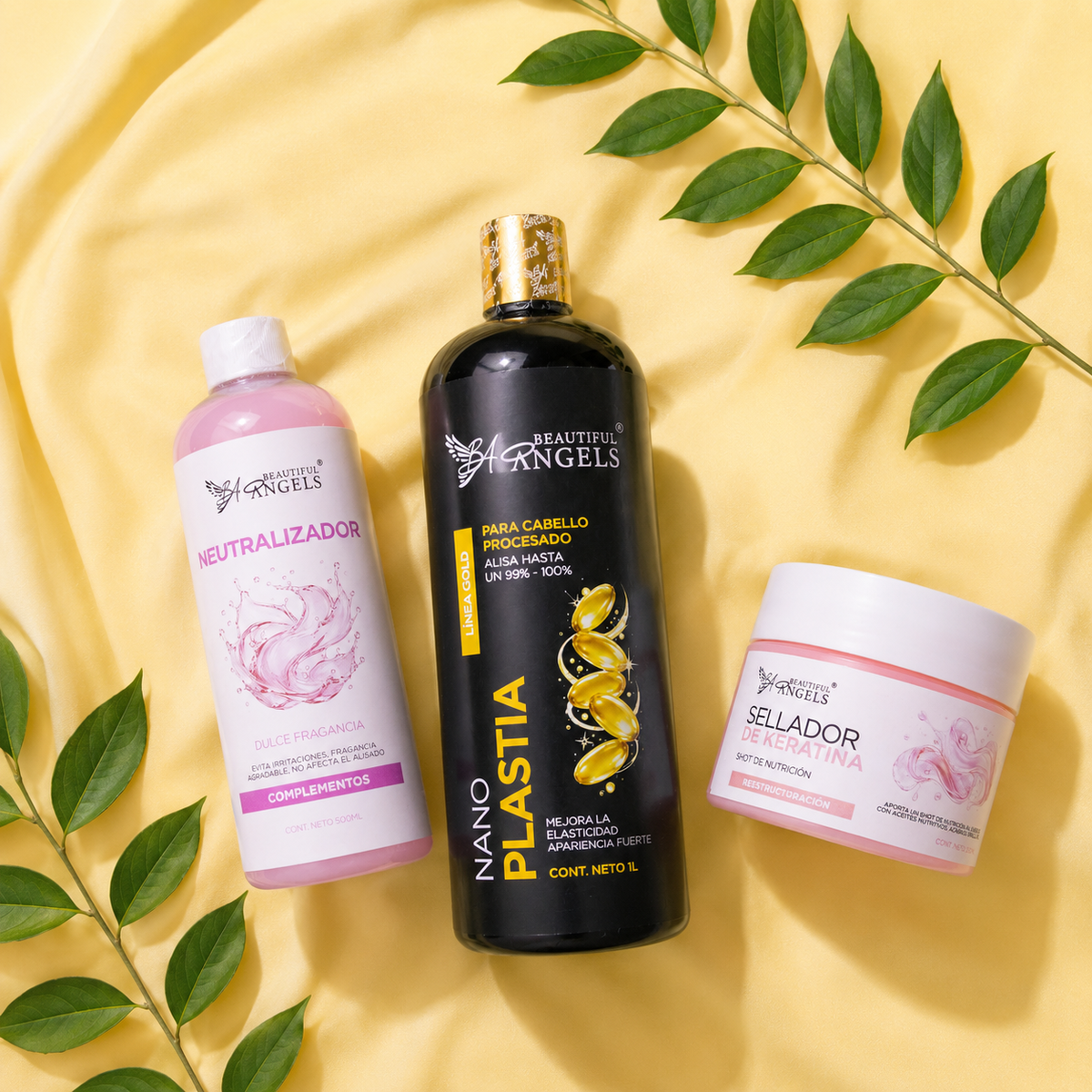 Kit Nanoplastia Gold 1L + Neutralizador 500ML + Sellador de Keratina 250ML