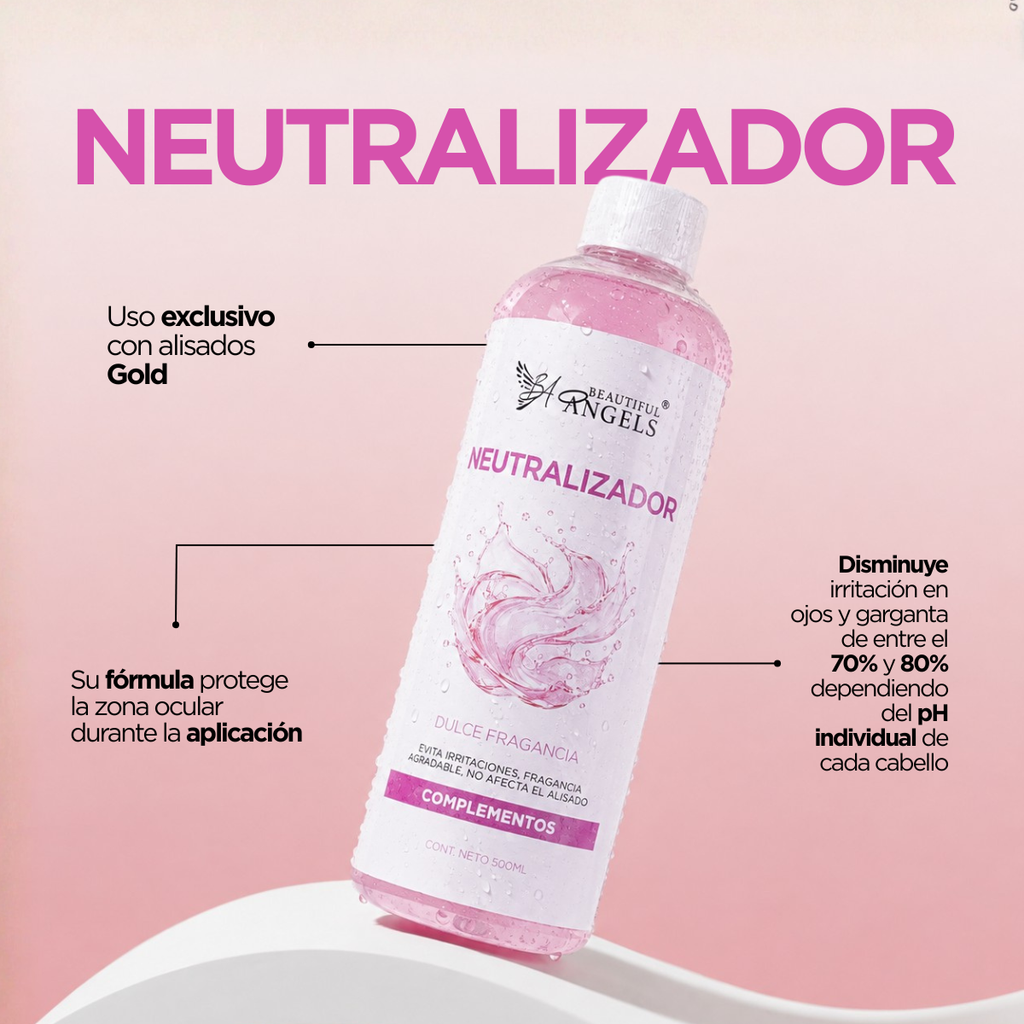Kit Básico de Keratina Brasileña Gold 500ml Beautiful Angels-para Cabello Quebradizo, Rizado y suave, con acabado duradero