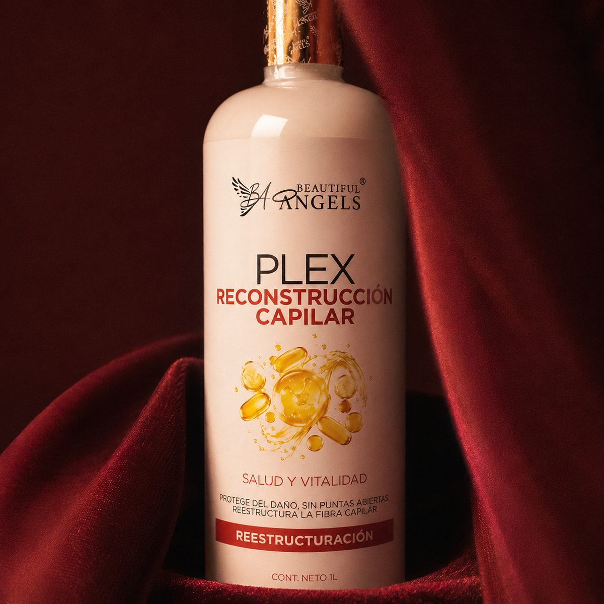 Plex Reconstructor Beautiful Angels: Restauración profunda que fortalece desde el interior, cierra puntas abiertas y devuelve elasticidad para cabello con daños mecánicos, térmicos y químicos.