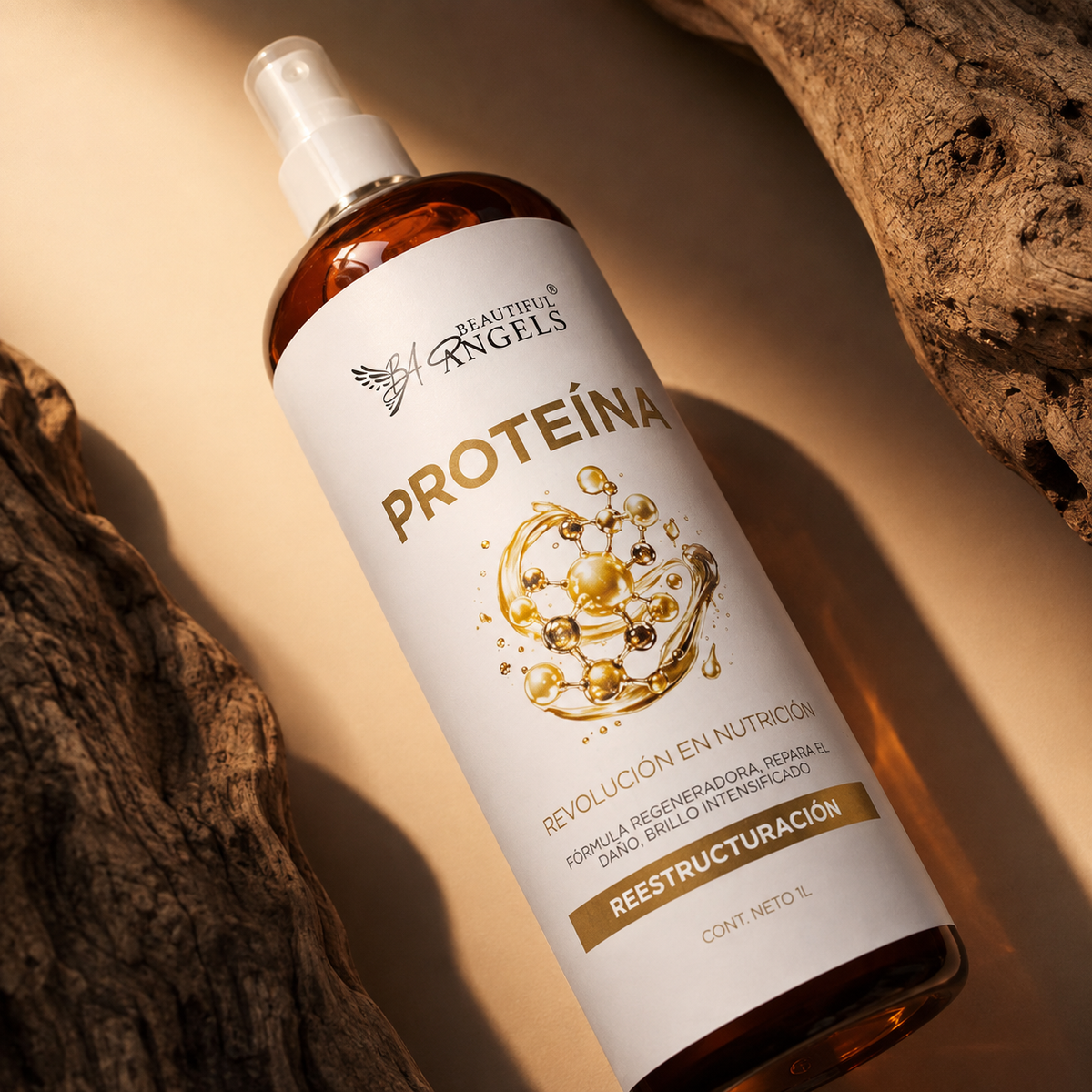 Proteína Beautiful Angels: Reparación intensiva con 80% de queratina pura, reconstruye la estructura del cabello, devuelve fuerza y elasticidad y recupera cabellos dañados por químicos.