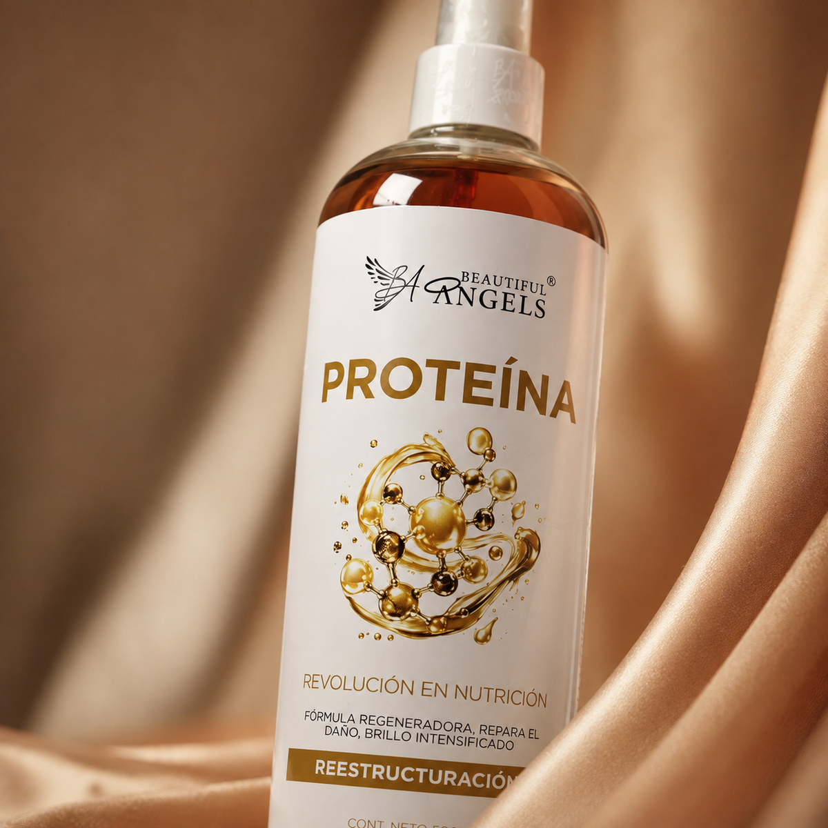 Proteína Beautiful Angels: Reparación intensiva con 80% de queratina pura, reconstruye la estructura del cabello, devuelve fuerza y elasticidad y recupera cabellos dañados por químicos.