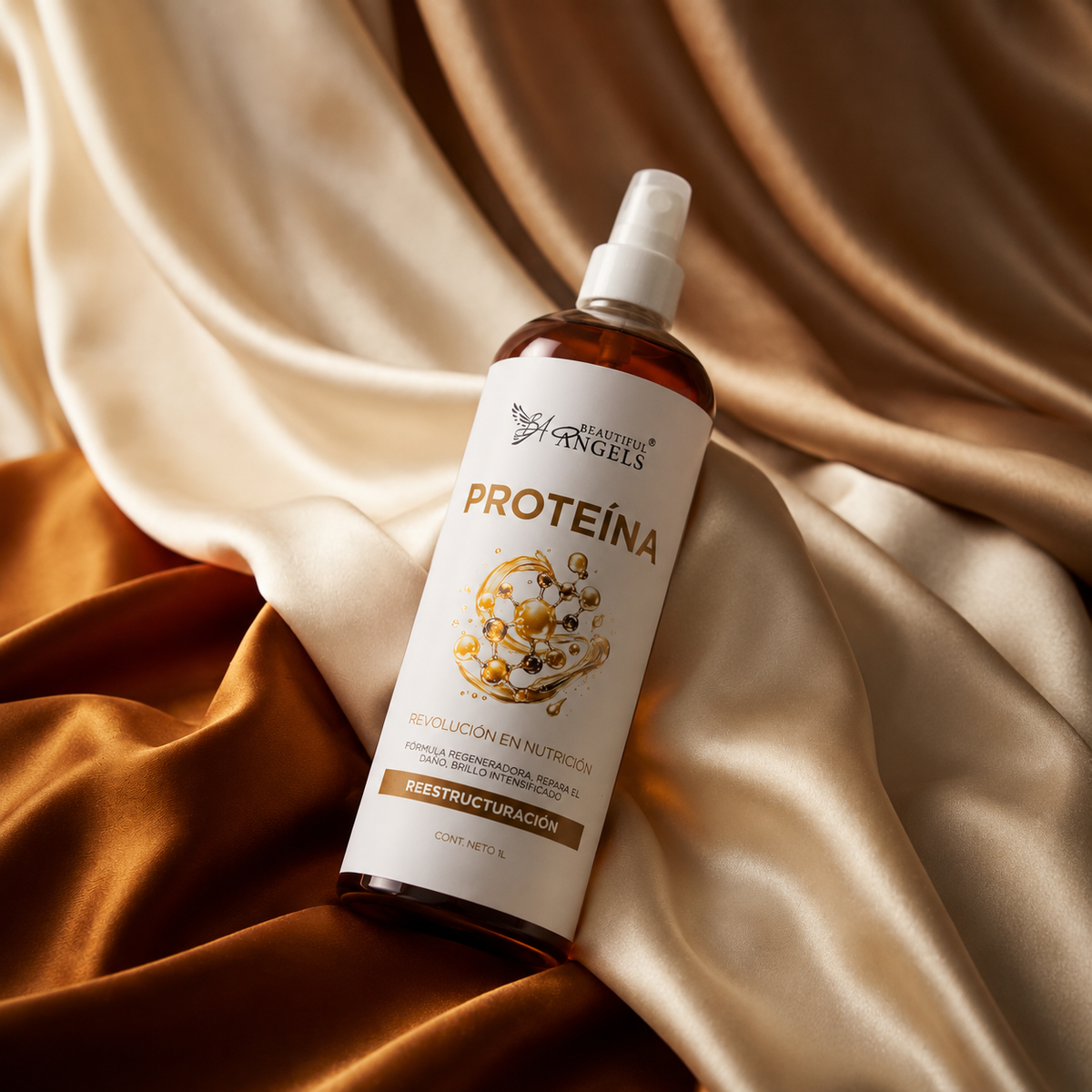 Proteína Beautiful Angels: Reparación intensiva con 80% de queratina pura, reconstruye la estructura del cabello, devuelve fuerza y elasticidad y recupera cabellos dañados por químicos.