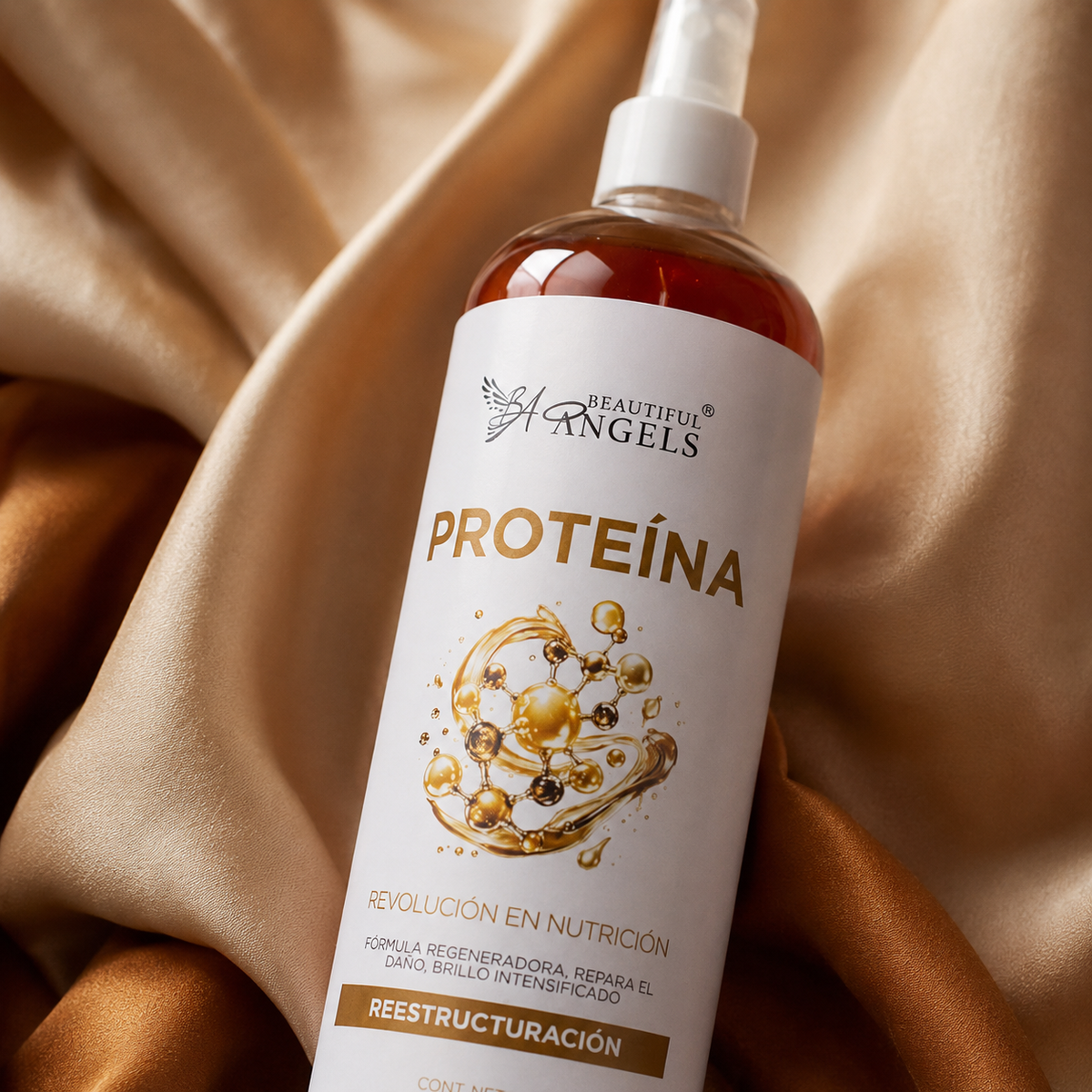 Proteína Beautiful Angels: Reparación intensiva con 80% de queratina pura, reconstruye la estructura del cabello, devuelve fuerza y elasticidad y recupera cabellos dañados por químicos.