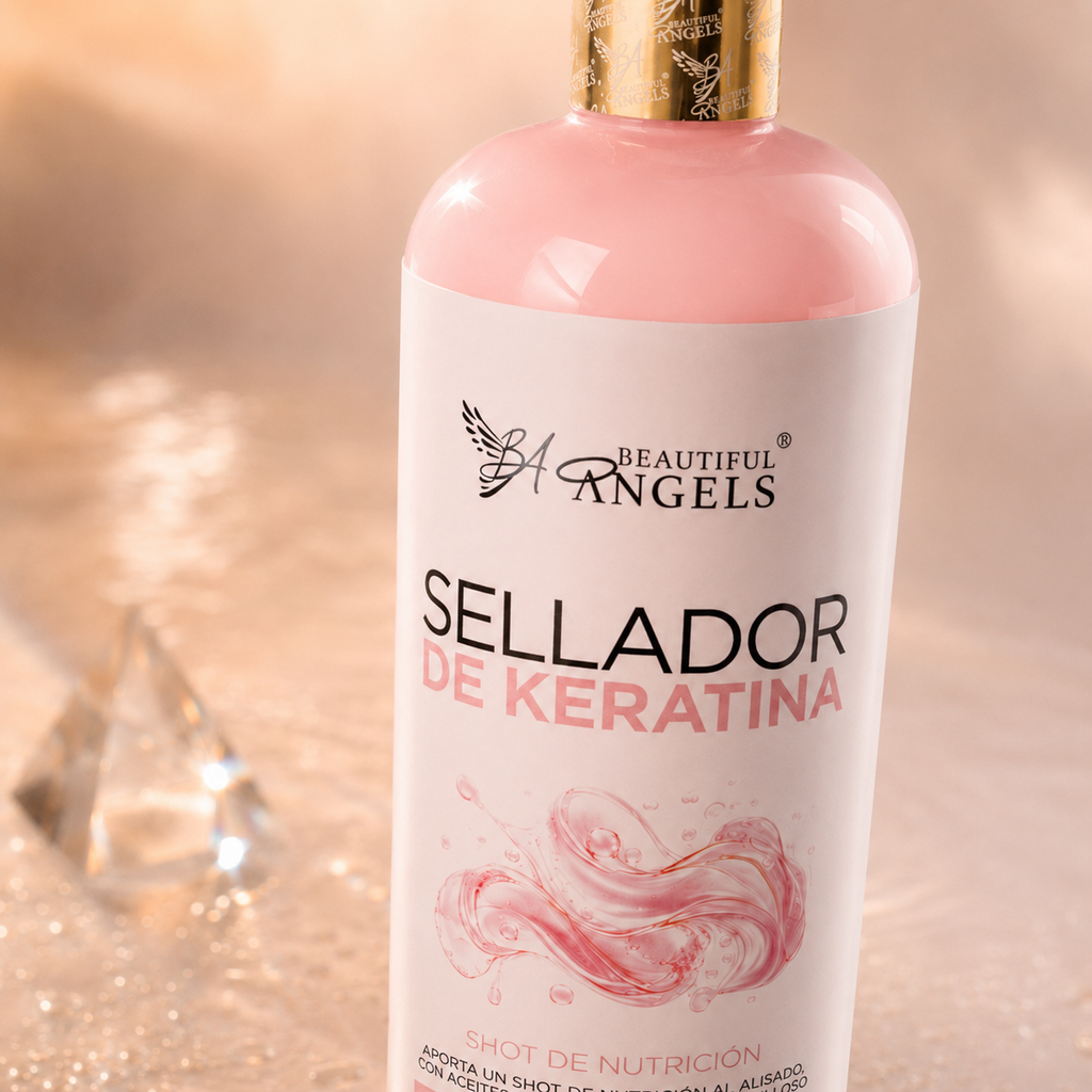 Sellador de Keratina Beautiful Angels: Shot de Nutrición al Momento de Terminar un Alisado Progresivo, con Control Absoluto del Frizz, Reducción de la Esponjosidad