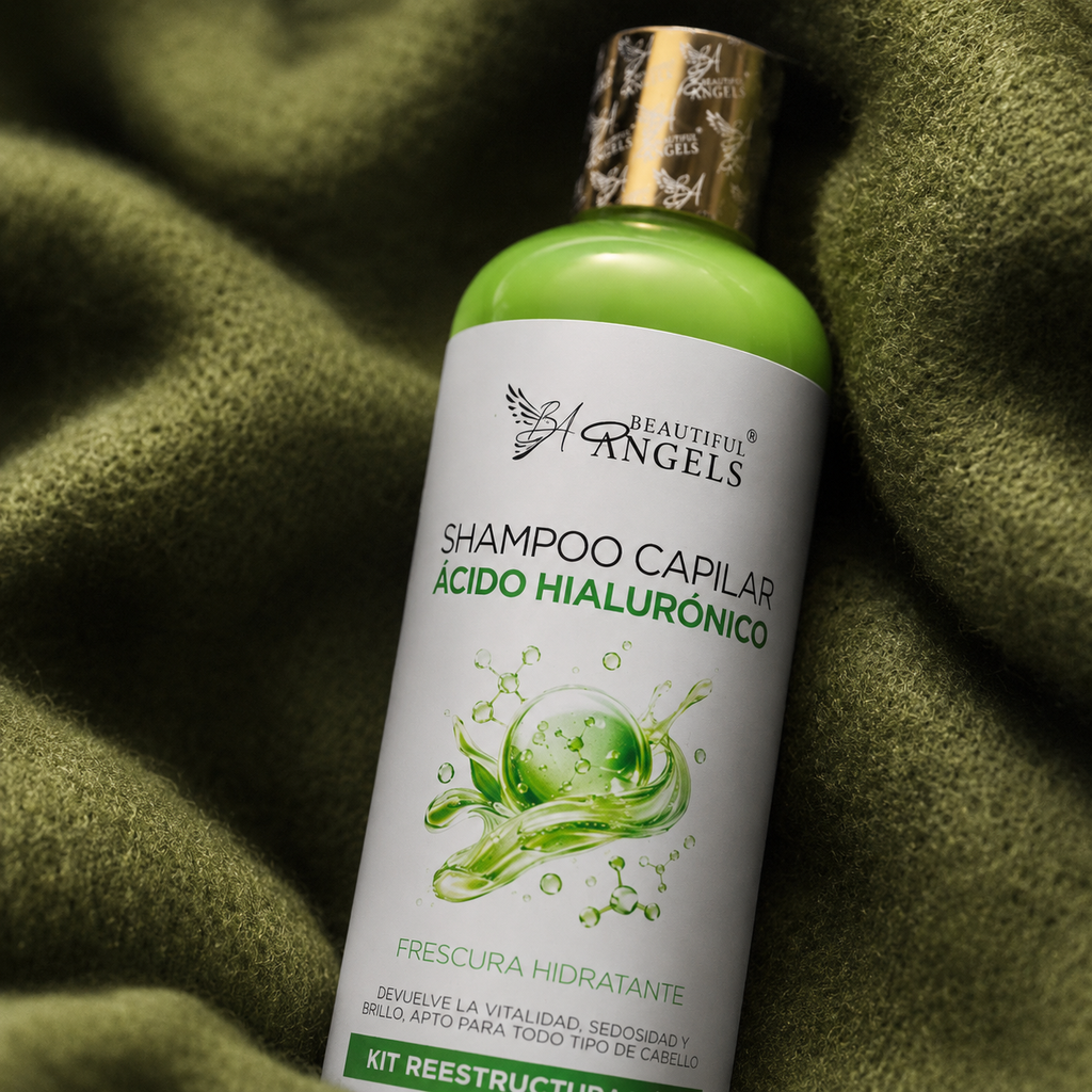 Shampoo con Ácido Hialurónico Beautiful Angels: Hidratación Profunda, Fortaleza desde la Raíz, Prevención de Caída y Cabello Lleno de Vida