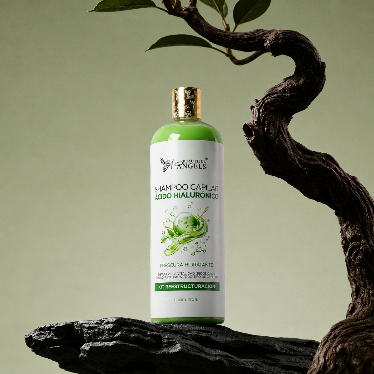 Shampoo con Ácido Hialurónico Beautiful Angels: Hidratación Profunda, Fortaleza desde la Raíz, Prevención de Caída y Cabello Lleno de Vida