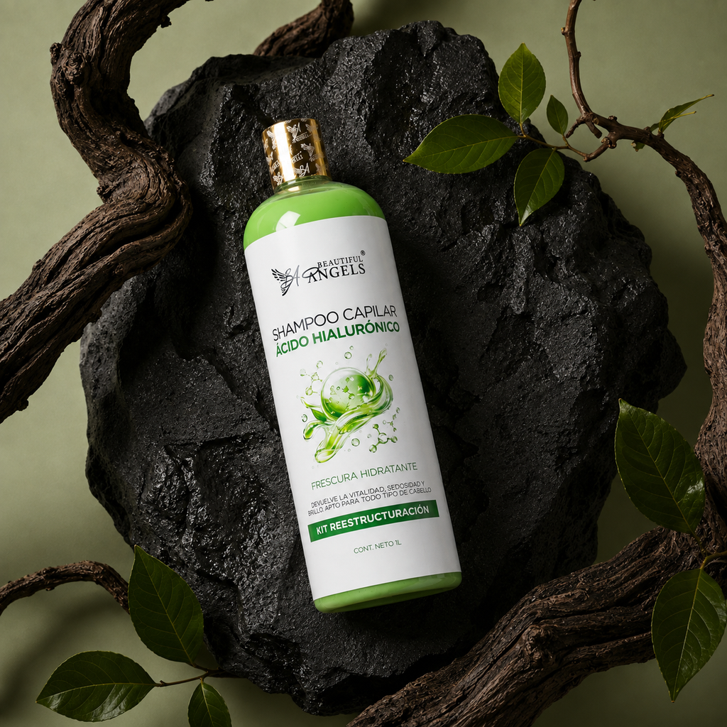 Shampoo con Ácido Hialurónico Beautiful Angels: Hidratación Profunda, Fortaleza desde la Raíz, Prevención de Caída y Cabello Lleno de Vida