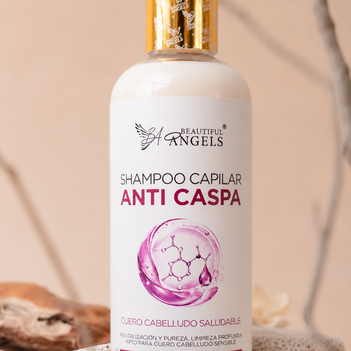 Shampoo Anti-Caspa Beautiful Angels: Fórmula que Elimina las Escamas Visibles, con un Cuidado Suave para Cuero Cabelludo Sensible