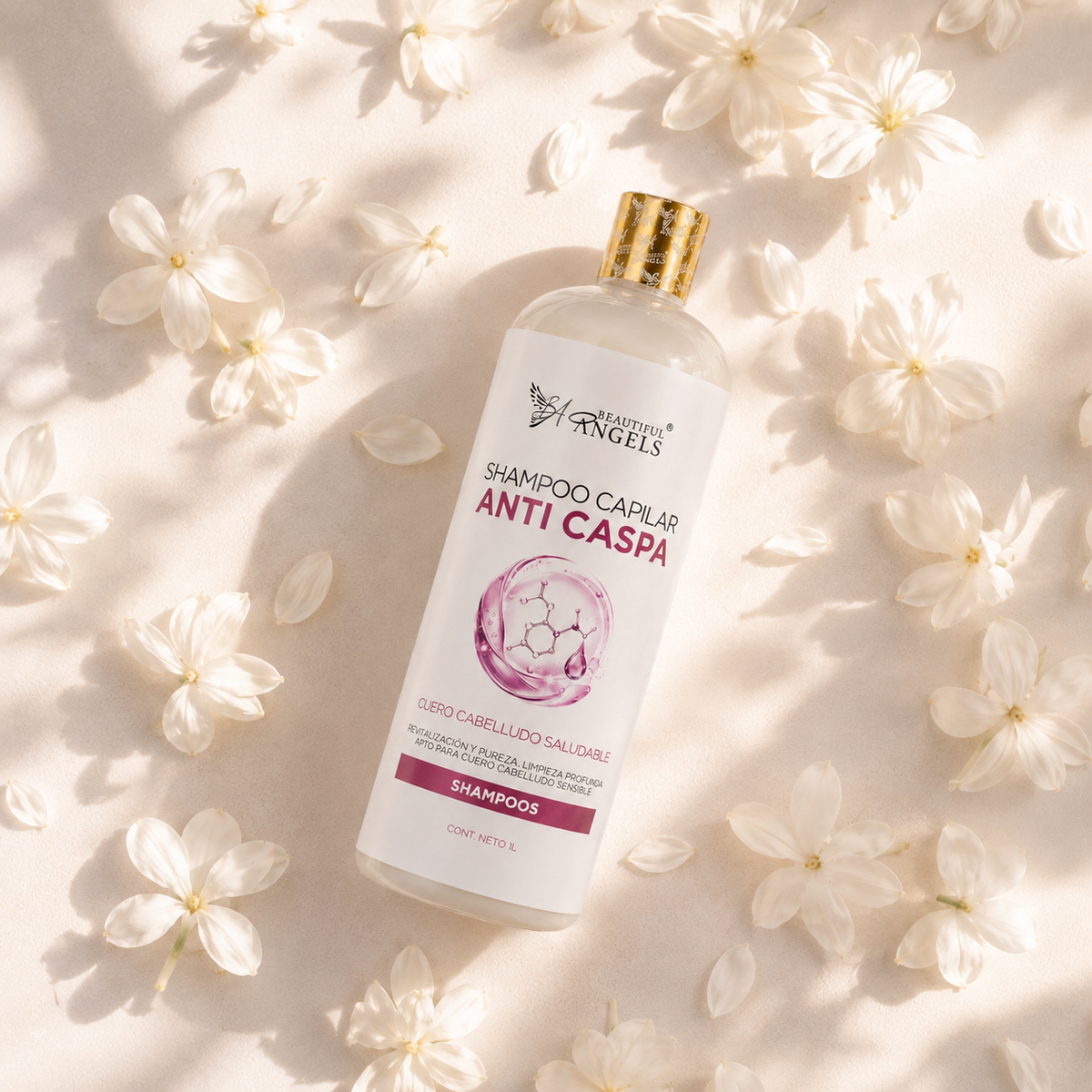 Shampoo Anti-Caspa Beautiful Angels: Fórmula que Elimina las Escamas Visibles, con un Cuidado Suave para Cuero Cabelludo Sensible