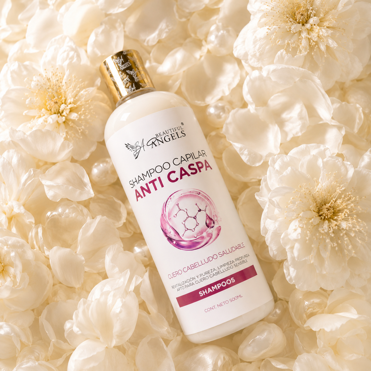 Shampoo Anti-Caspa Beautiful Angels: Fórmula que Elimina las Escamas Visibles, con un Cuidado Suave para Cuero Cabelludo Sensible