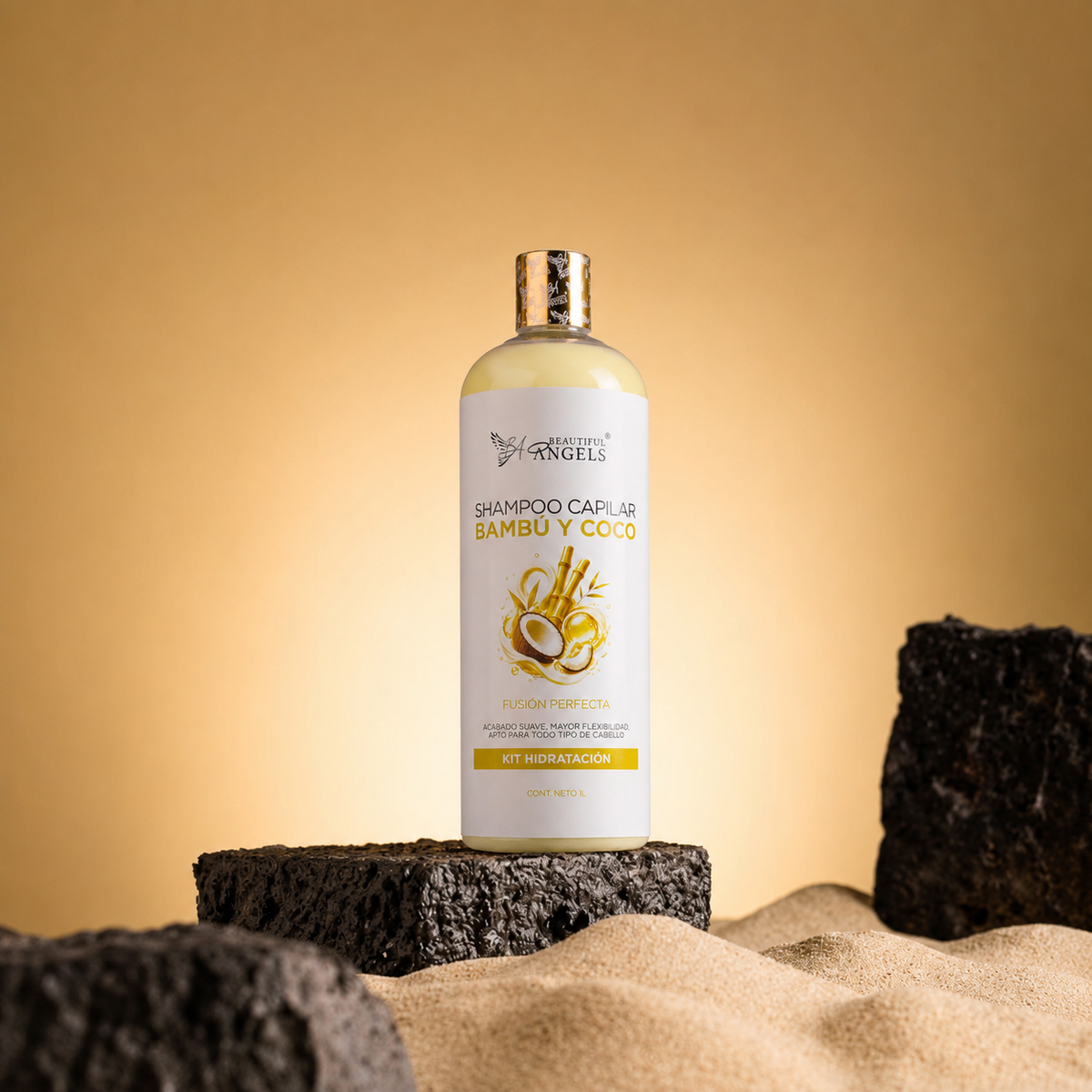 Shampoo Capilar Bambú y Coco Beautiful Angels: Fortalece he Hidrata para un cabello Fuerte, Sedoso y Lleno de Vida