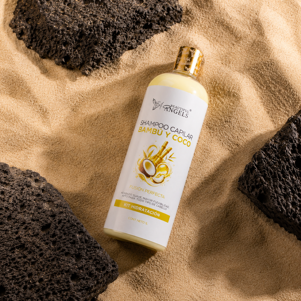 Shampoo Capilar Bambú y Coco Beautiful Angels: Fortalece he Hidrata para un cabello Fuerte, Sedoso y Lleno de Vida