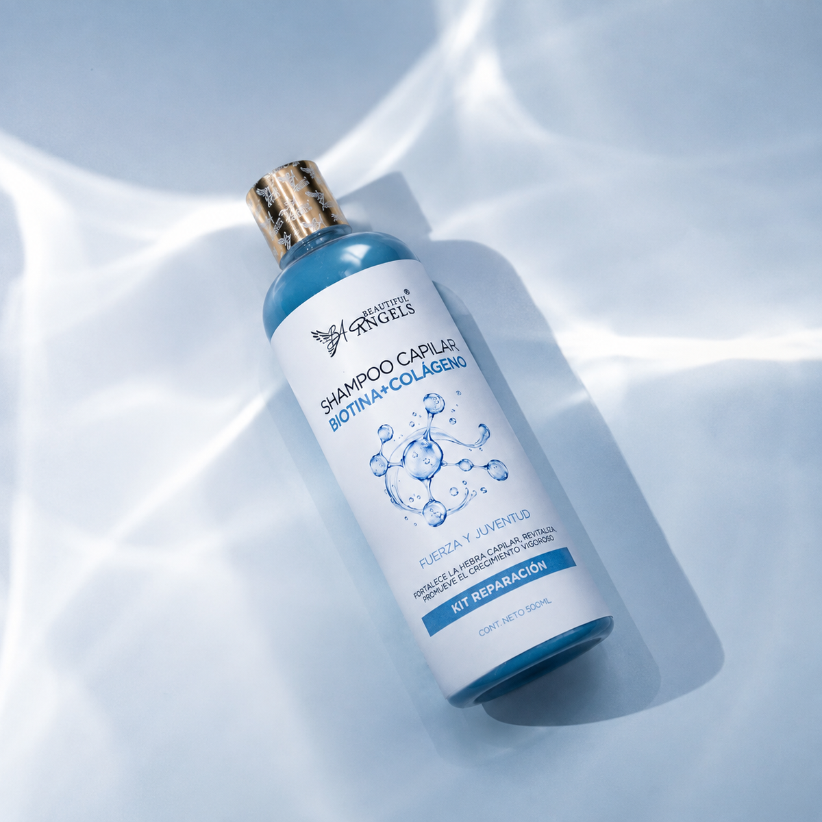 Shampoo Colágeno y Biotina Beautiful Angels: Fortalece la Fibra Capilar, Aumenta Volumen y Densidad, Cabello más Grueso y Resistente