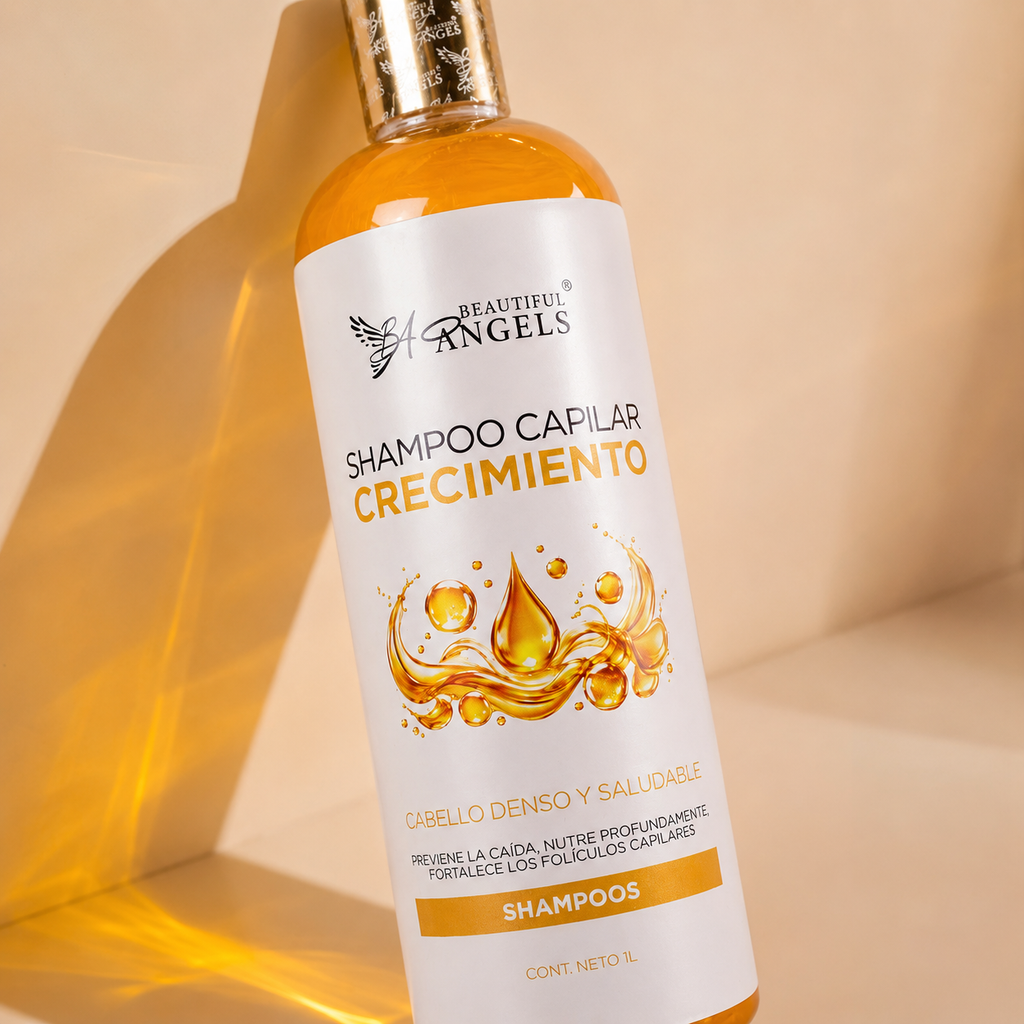 Shampoo Crecimiento Beautiful Angels: Estimula el Crecimiento Capilar, Fortalece desde la Raíz y Nutre a Profundidad, Previene la Caída