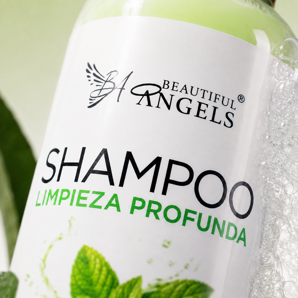 Shampoo Limpieza Profunda Beautiful Angels: Ideal antes de Keratinas y Reestructuraciones, Espuma Rica y Cremosa que Limpia sin Resecar, Cuero Cabelludo Limpio y Equilibrado, Elimina Residuos Acumulados, Controla el Exceso de Grasa