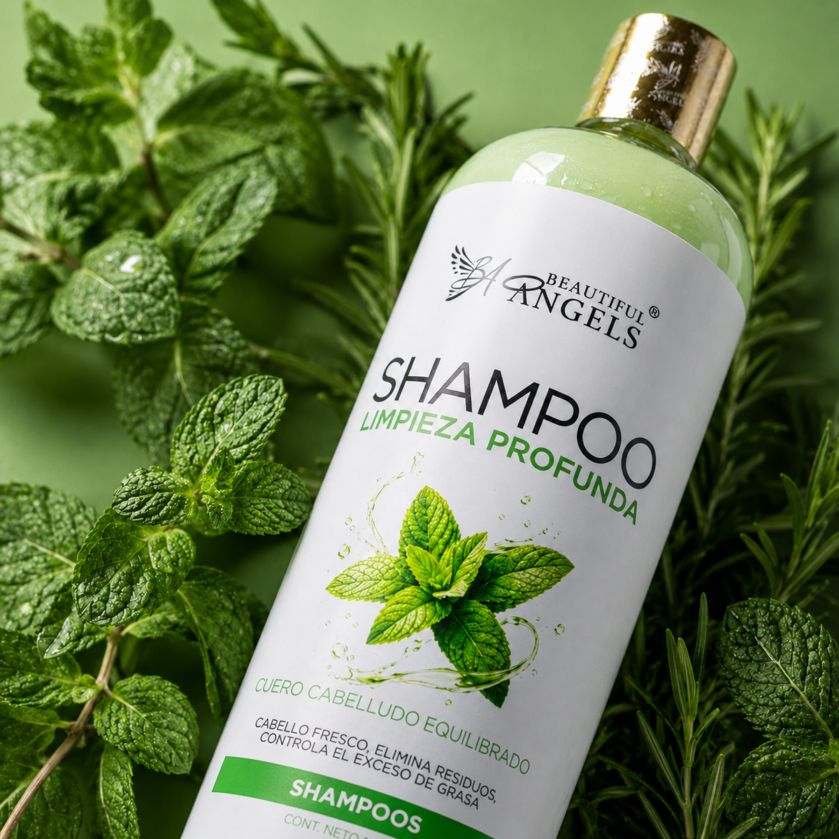 Shampoo Limpieza Profunda Beautiful Angels: Ideal antes de Keratinas y Reestructuraciones, Espuma Rica y Cremosa que Limpia sin Resecar, Cuero Cabelludo Limpio y Equilibrado, Elimina Residuos Acumulados, Controla el Exceso de Grasa