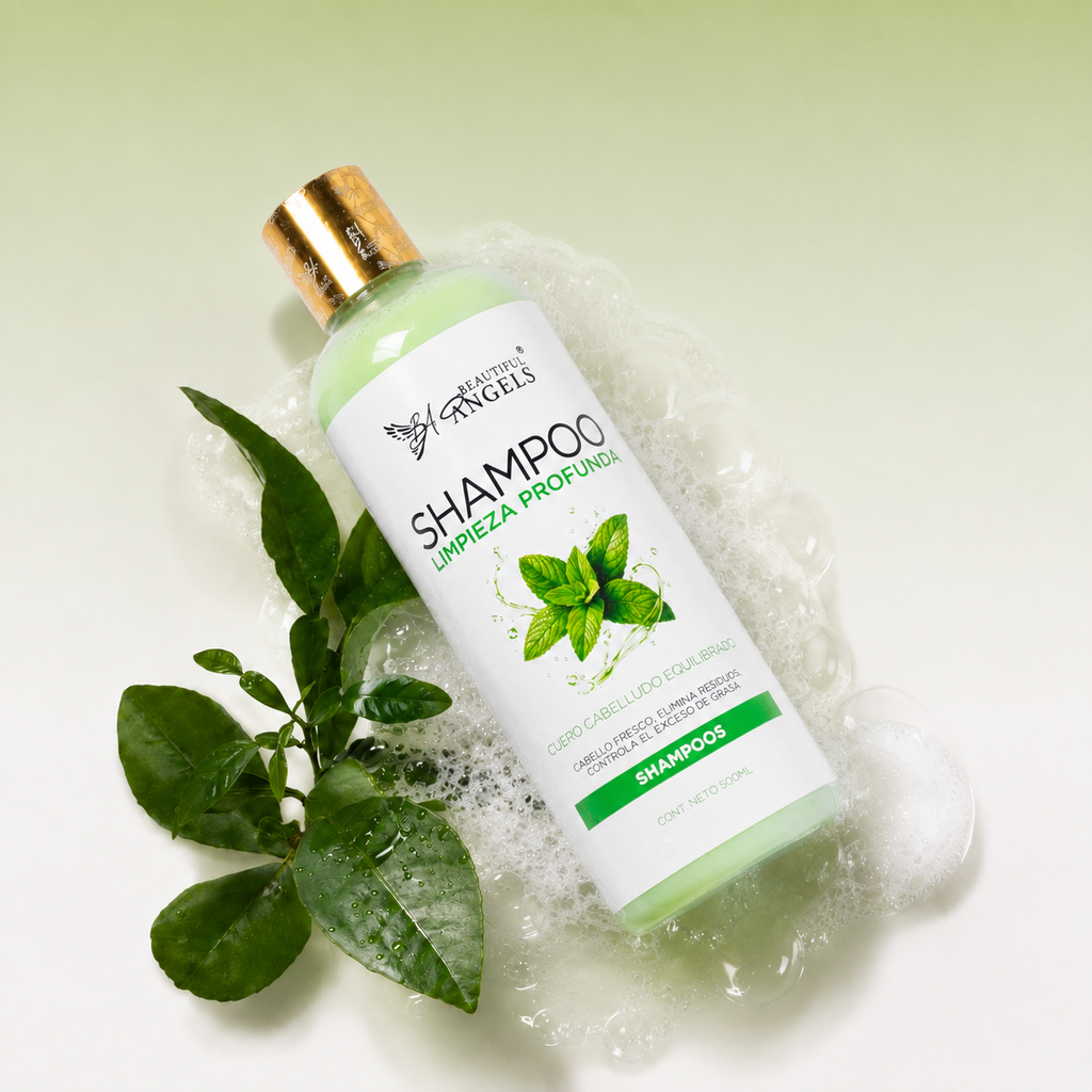 Shampoo Limpieza Profunda Beautiful Angels: Ideal antes de Keratinas y Reestructuraciones, Espuma Rica y Cremosa que Limpia sin Resecar, Cuero Cabelludo Limpio y Equilibrado, Elimina Residuos Acumulados, Controla el Exceso de Grasa