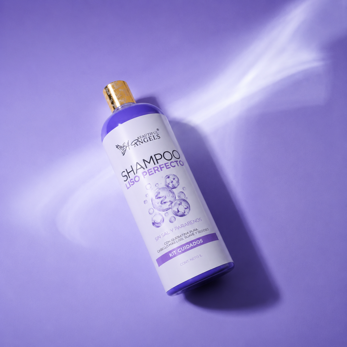 Shampoo Liso Perfecto Beautiful Angels: Ideal para el Cuidado Posterior de Keratinas, Cabello más Liso por más Tiempo, Fórmula Libre de Sales y Parabenos