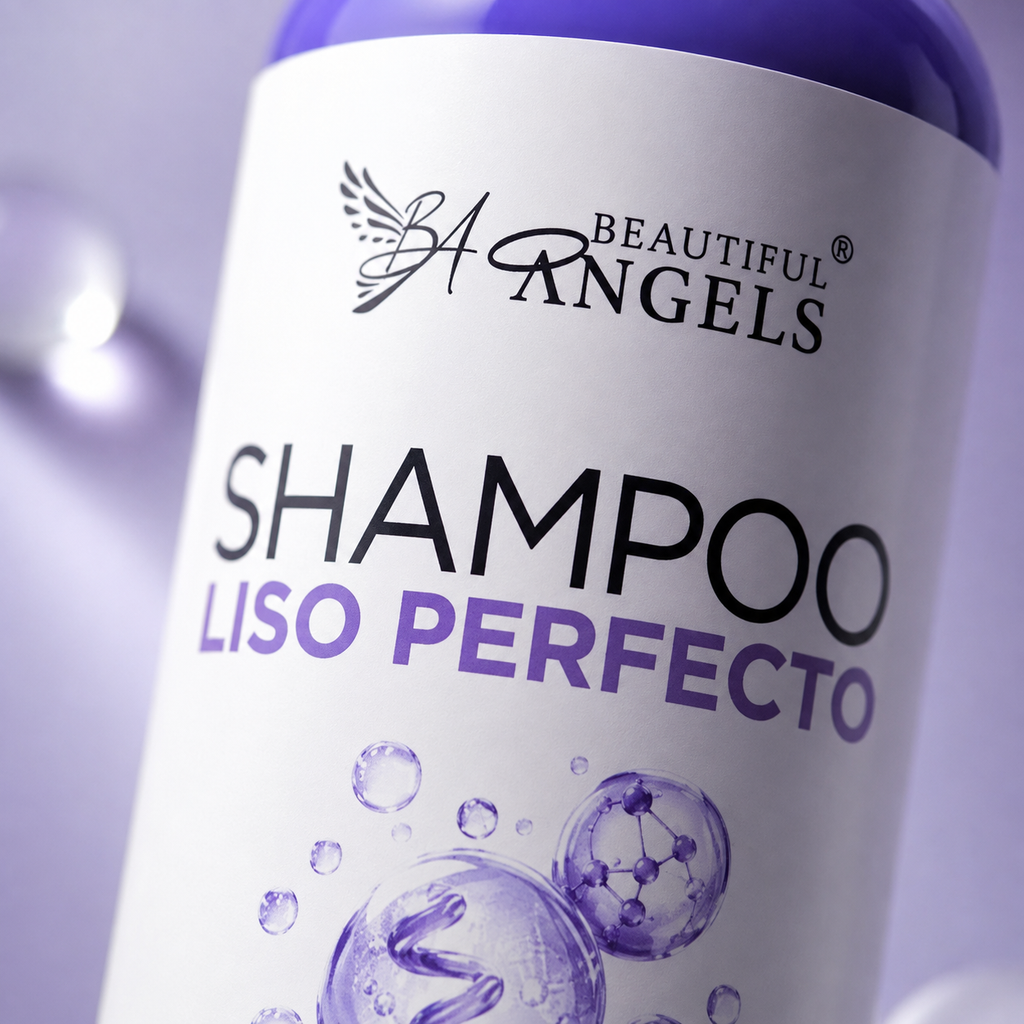 Shampoo Liso Perfecto Beautiful Angels: Ideal para el Cuidado Posterior de Keratinas, Cabello más Liso por más Tiempo, Fórmula Libre de Sales y Parabenos