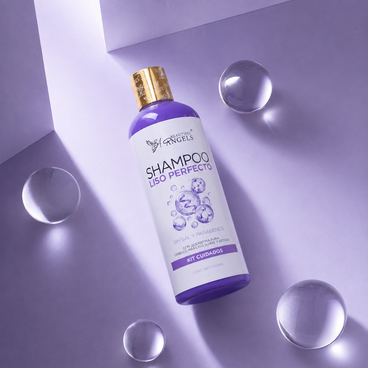 Shampoo Liso Perfecto Beautiful Angels: Ideal para el Cuidado Posterior de Keratinas, Cabello más Liso por más Tiempo, Fórmula Libre de Sales y Parabenos