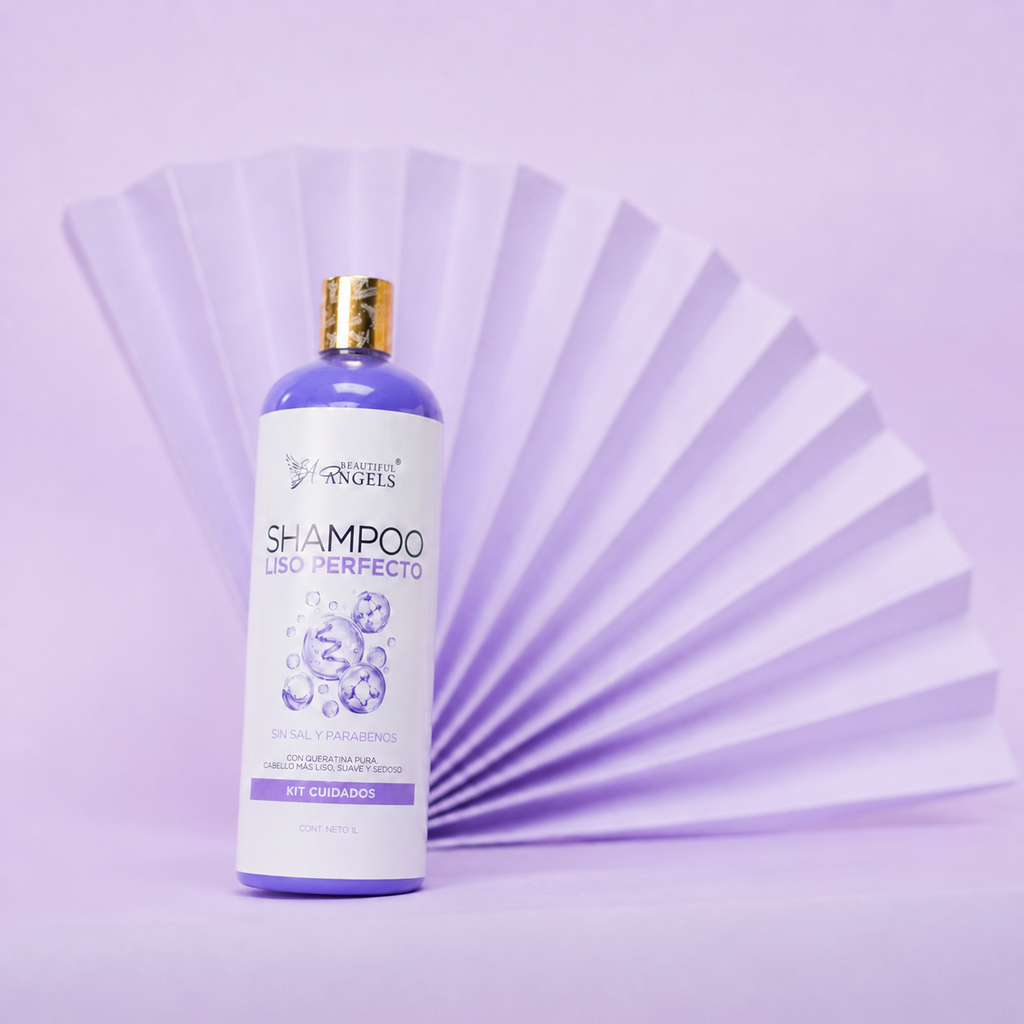 Shampoo Liso Perfecto Beautiful Angels: Ideal para el Cuidado Posterior de Keratinas, Cabello más Liso por más Tiempo, Fórmula Libre de Sales y Parabenos