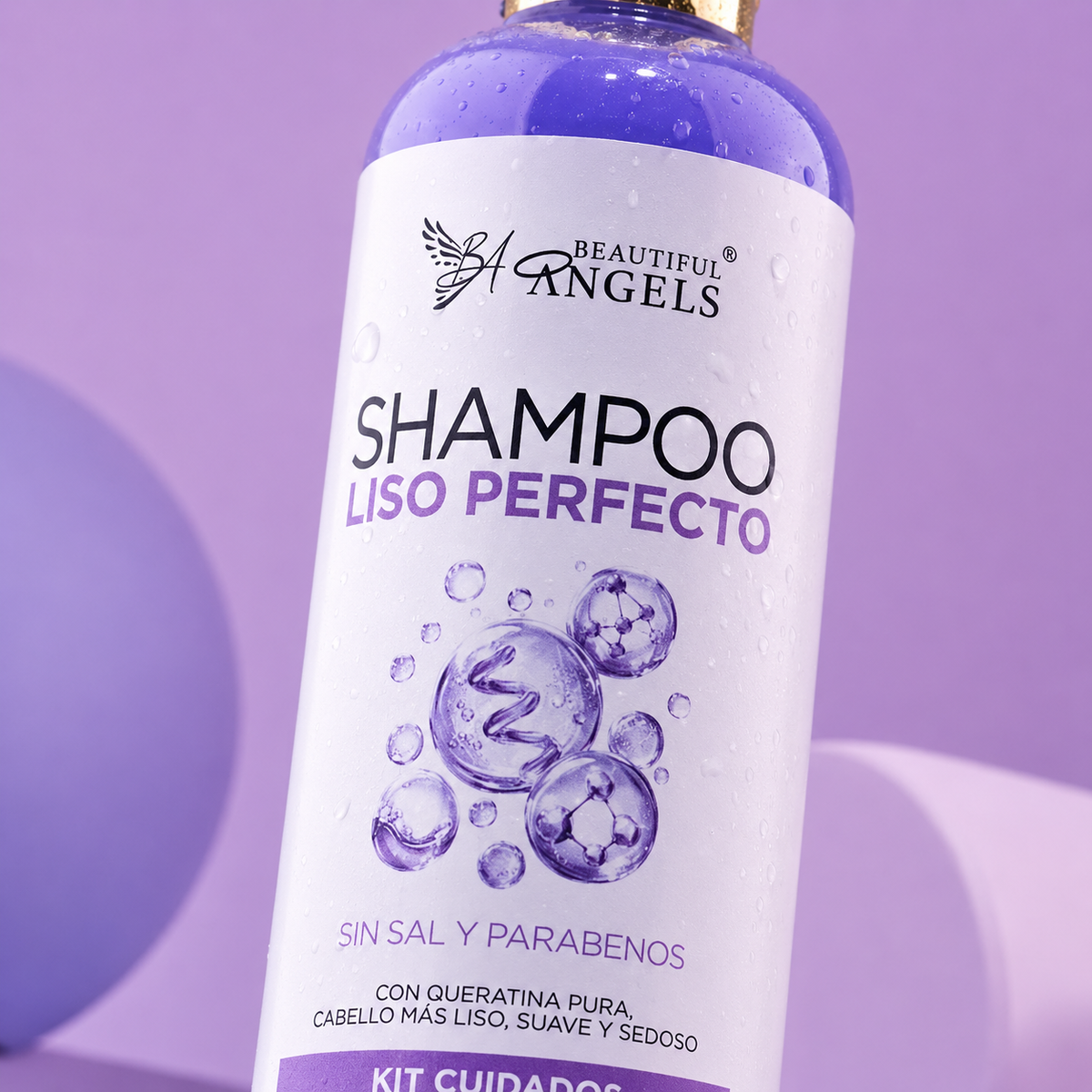 Shampoo Liso Perfecto Beautiful Angels: Ideal para el Cuidado Posterior de Keratinas, Cabello más Liso por más Tiempo, Fórmula Libre de Sales y Parabenos