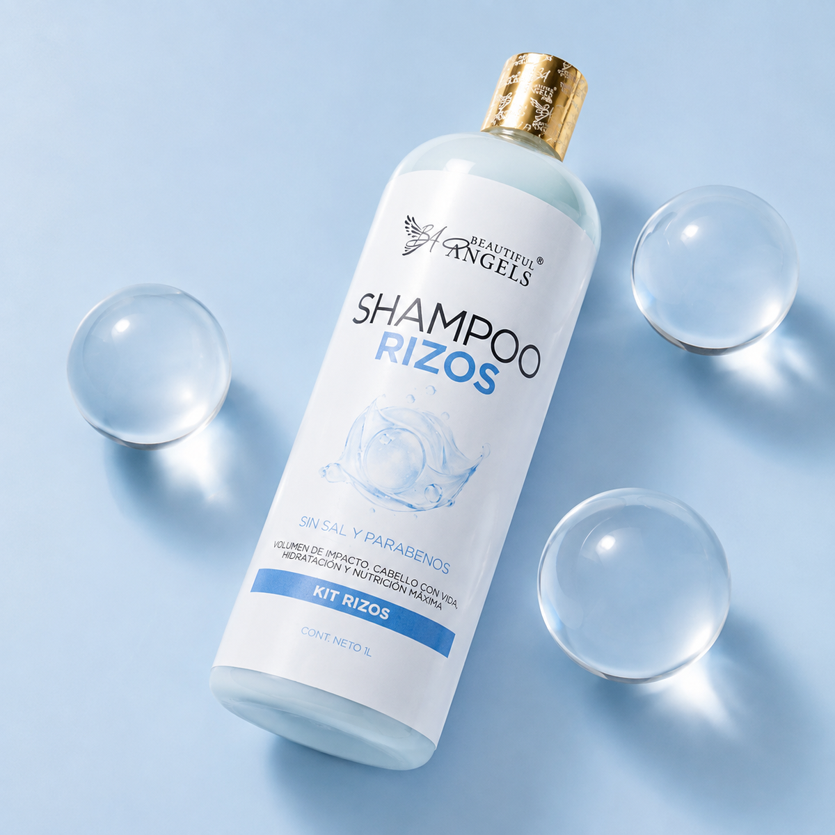 Shampoo Rizos Beautiful Angels: Define y Realza la Forma Natural de tus Rizos, Controla el Encrespamiento, Aporta Elasticidad y Movimiento