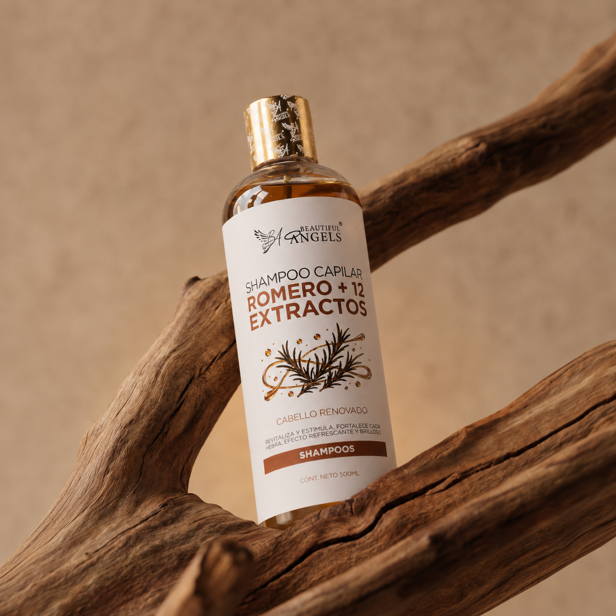 Shampoo Capilar Romero + 12 Extractos Beautiful Angels: Revitaliza y Estimula el Crecimiento, Fortalece y Reduce la Fragilidad ,Aporta Brillo y Sedosidad
