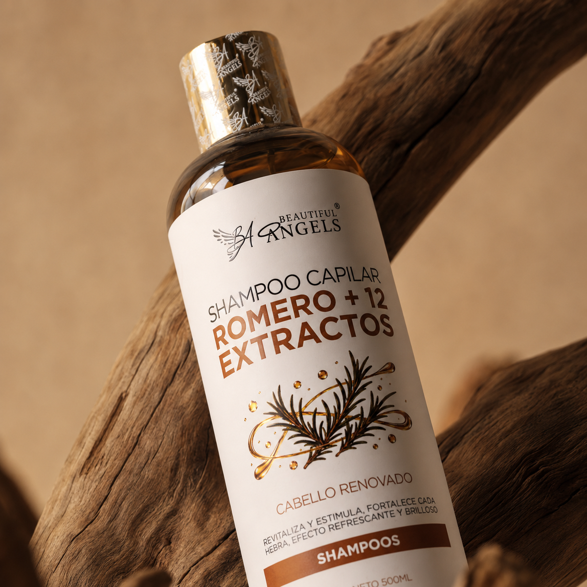 Shampoo Capilar Romero + 12 Extractos Beautiful Angels: Revitaliza y Estimula el Crecimiento, Fortalece y Reduce la Fragilidad ,Aporta Brillo y Sedosidad