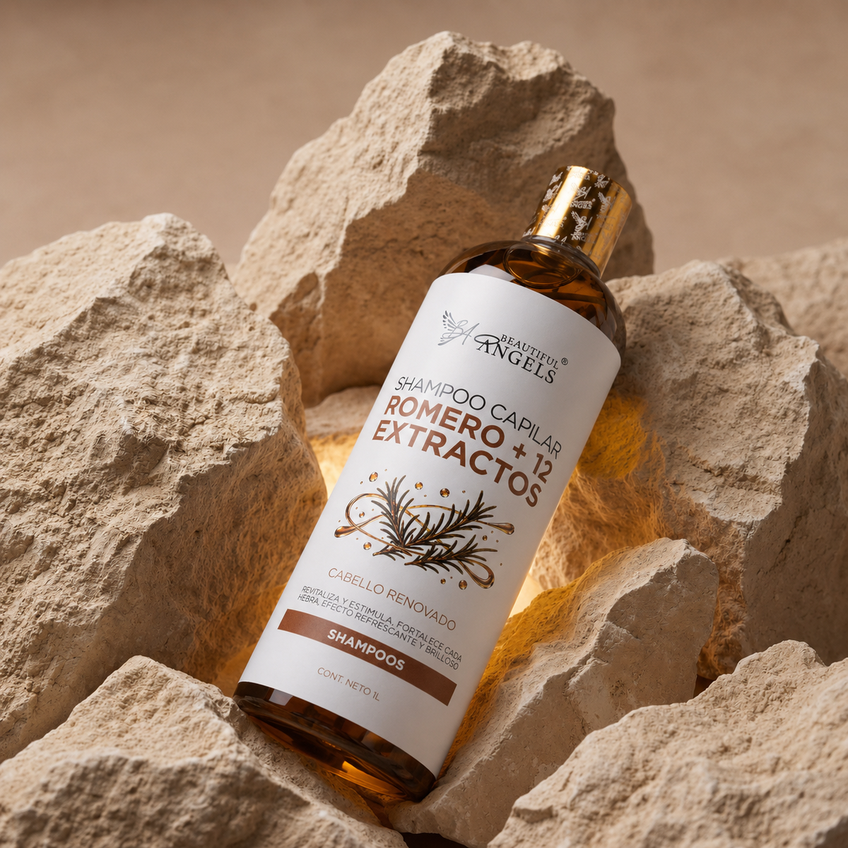 Shampoo Capilar Romero + 12 Extractos Beautiful Angels: Revitaliza y Estimula el Crecimiento, Fortalece y Reduce la Fragilidad ,Aporta Brillo y Sedosidad