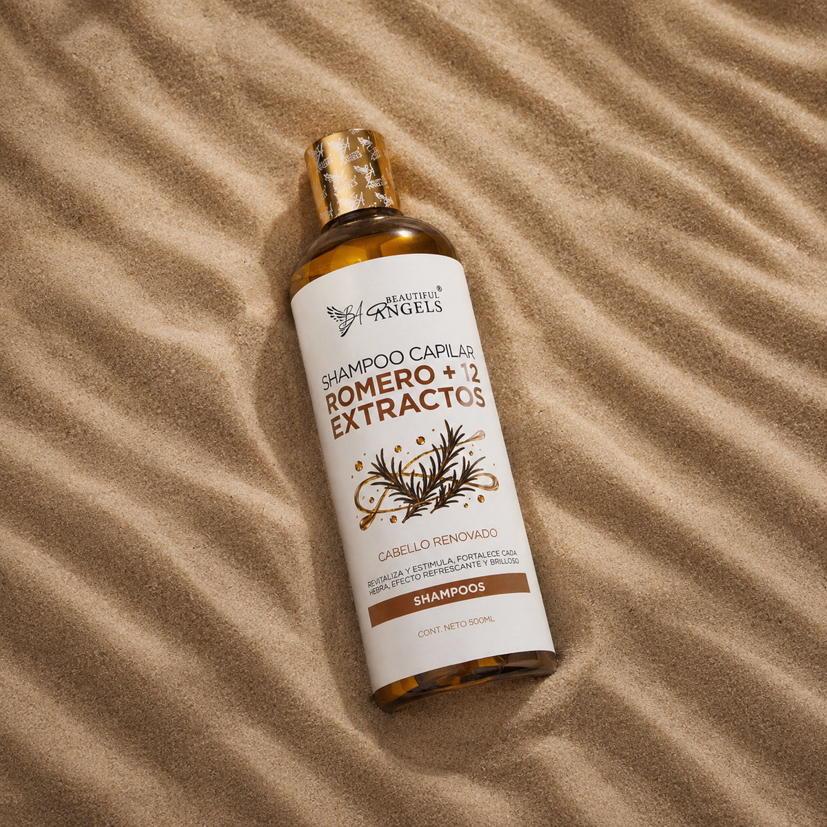 Shampoo Capilar Romero + 12 Extractos Beautiful Angels: Revitaliza y Estimula el Crecimiento, Fortalece y Reduce la Fragilidad ,Aporta Brillo y Sedosidad