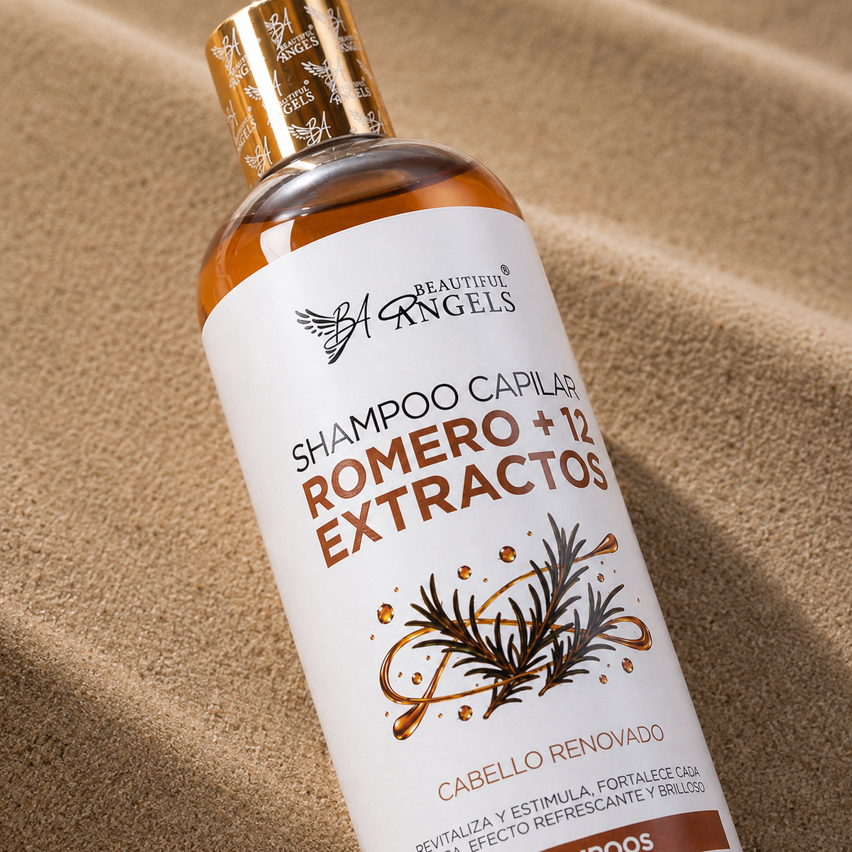 Shampoo Capilar Romero + 12 Extractos Beautiful Angels: Revitaliza y Estimula el Crecimiento, Fortalece y Reduce la Fragilidad ,Aporta Brillo y Sedosidad