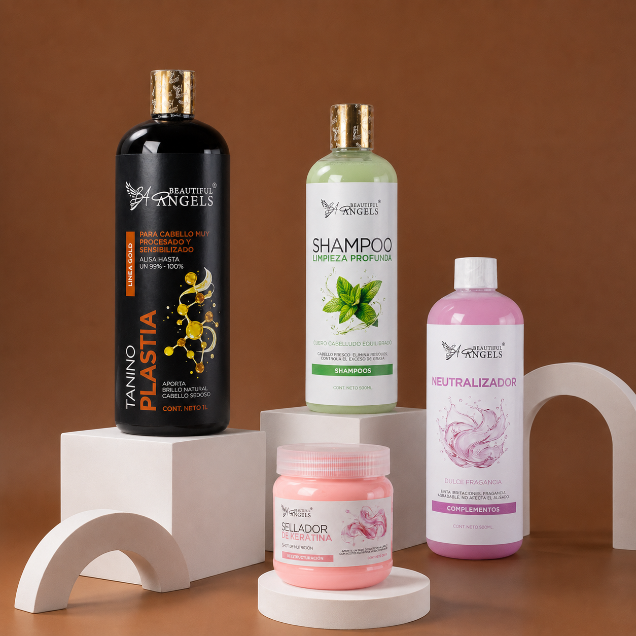 Kit Taninoplastia Gold 1L + Shampoo Limpieza Profunda 500ML + Neutralizador 500ML + Sellador de Keratina 250ML