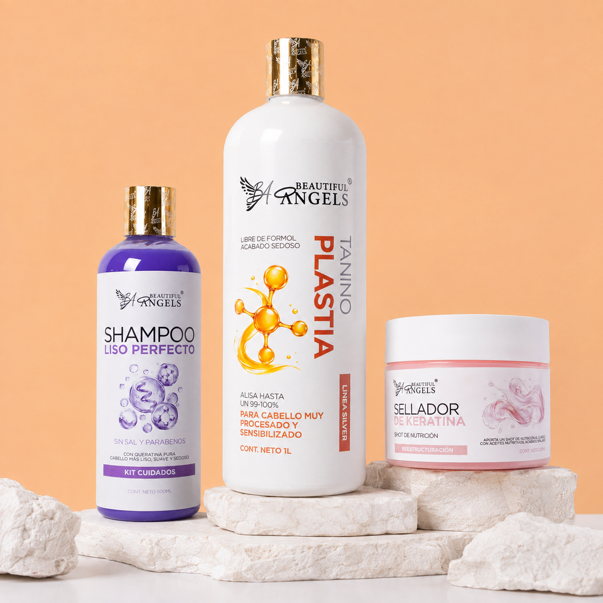 Kit Taninoplastia Silver 1L + Shampoo Liso Perfecto 500ML + Sellador de Keratina 250ML